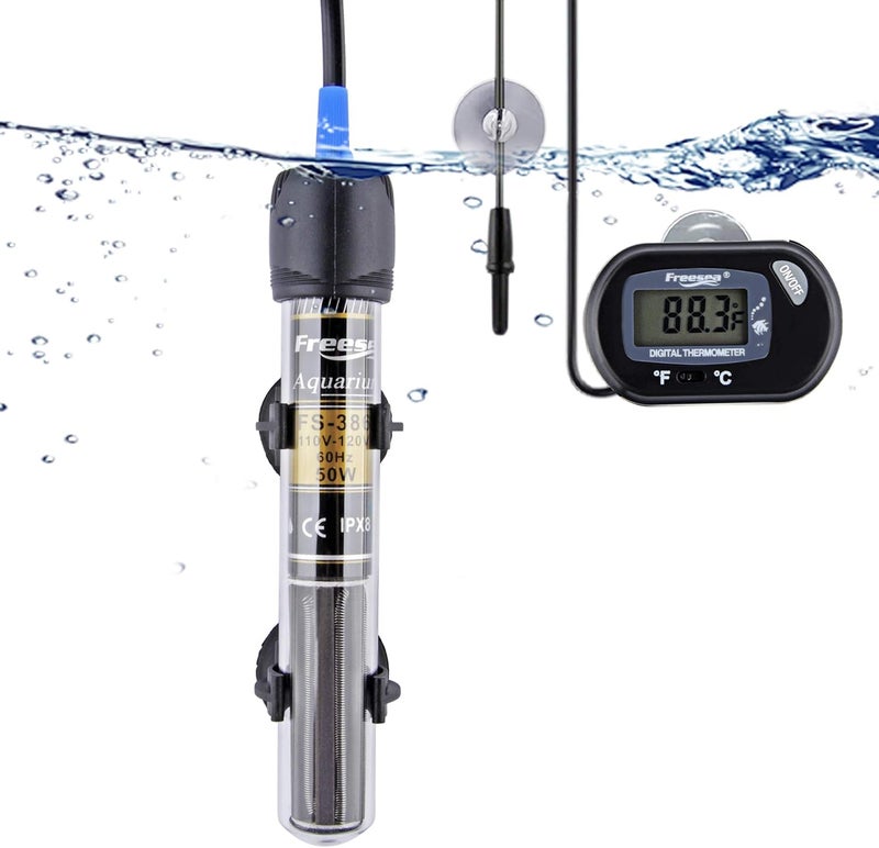 FREESEA 100 Watt Aquarium Fish Tank Heater with Aquarium Submersible Thermometer - Image 1